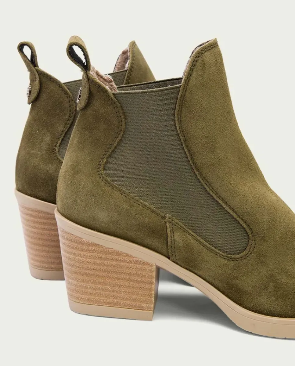 PORRONET Botines Mujer|Botines Cowboy Kaki Con Elasticos Jackie