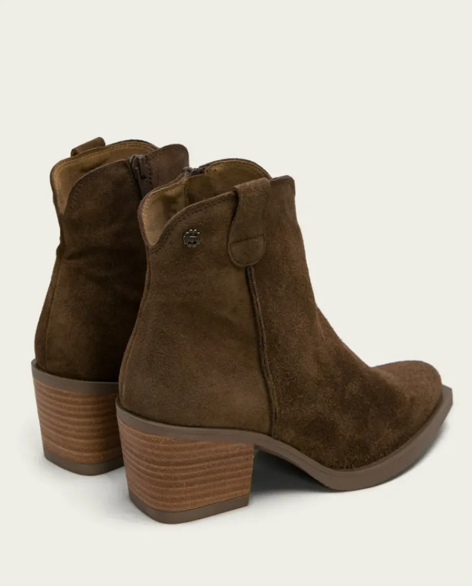 PORRONET Botines Mujer|Botines Cowboy Moka Con Cremallera Jara