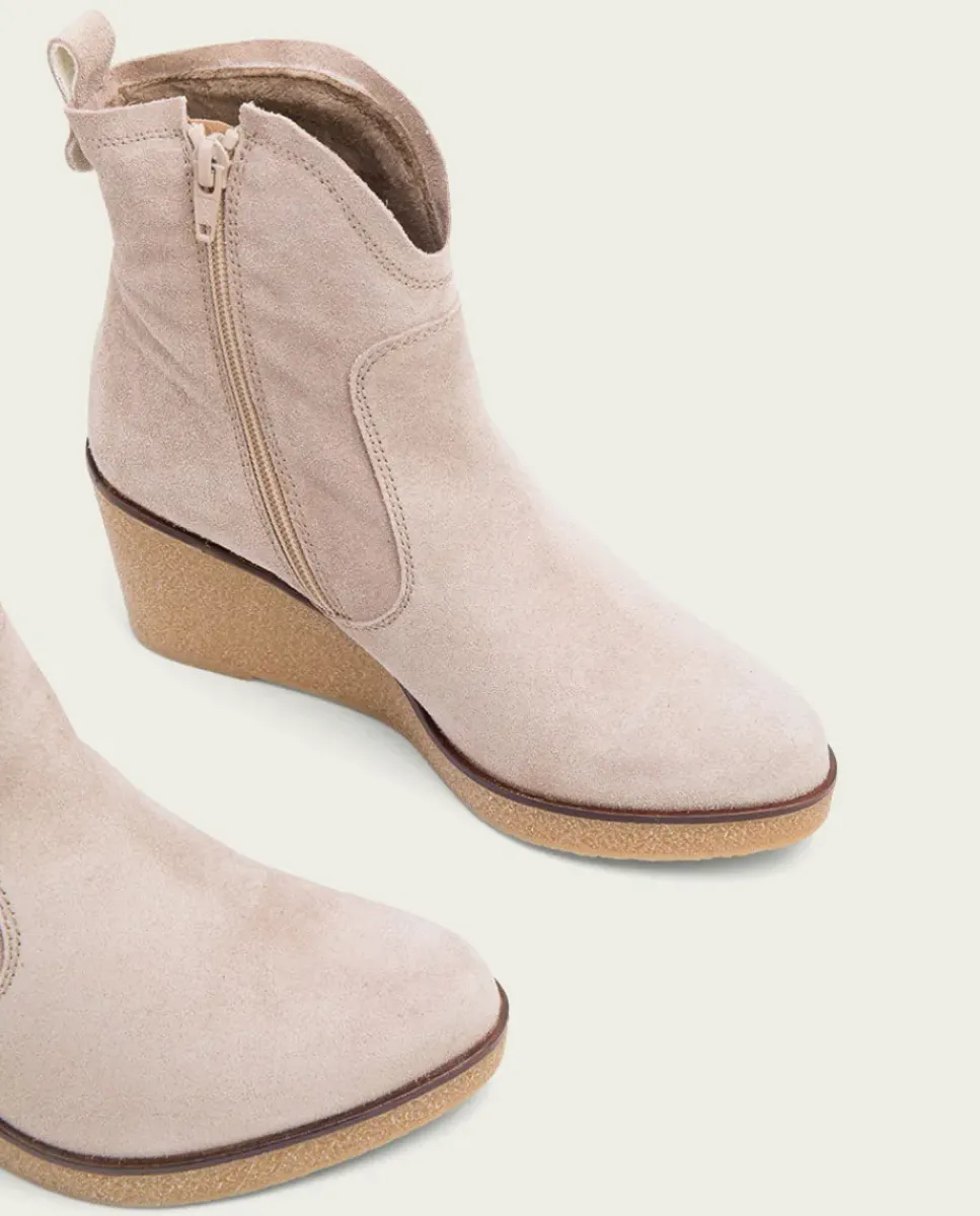 PORRONET Botines Mujer|Botines De Cuña Arena Con Cremallera Mabel