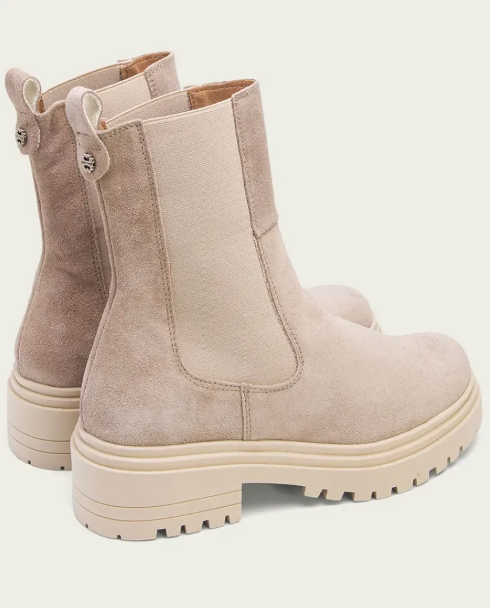 PORRONET Botines Mujer|Botines Planos Arena Con Elasticos Sibila