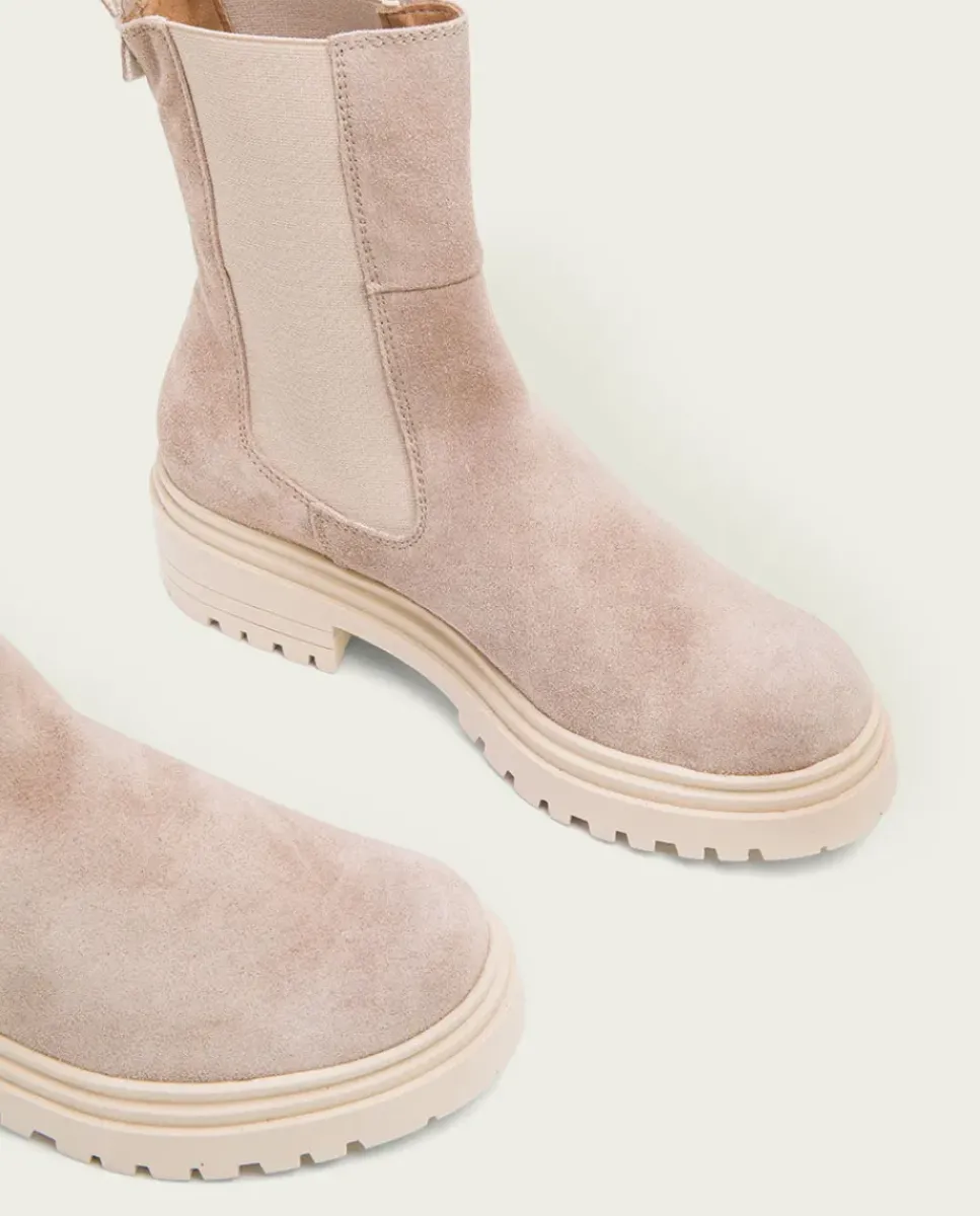 PORRONET Botines Mujer|Botines Planos Arena Con Elasticos Sibila