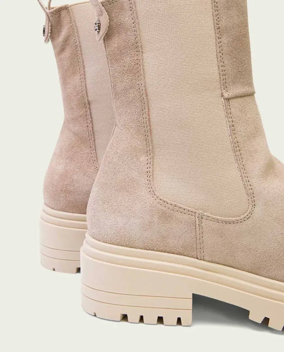 PORRONET Botines Mujer|Botines Planos Arena Con Elasticos Sibila