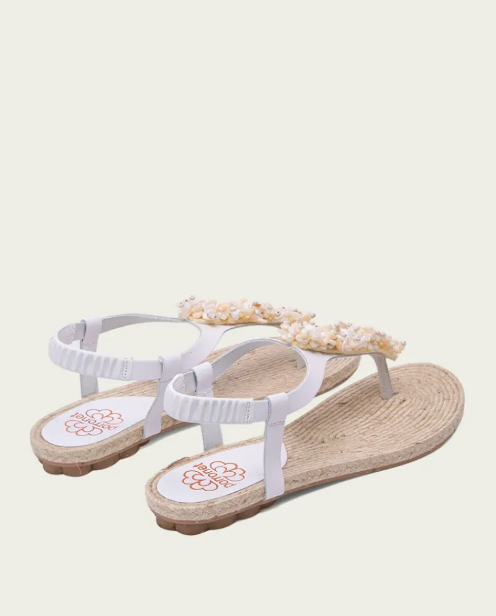 PORRONET Sandalias Planas|Sandalia Plana Yute Y Piel Blanco Martia