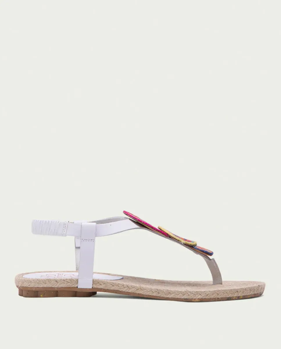 PORRONET Sandalias Planas|Sandalia Plana Yute Y Piel Blanco Mia