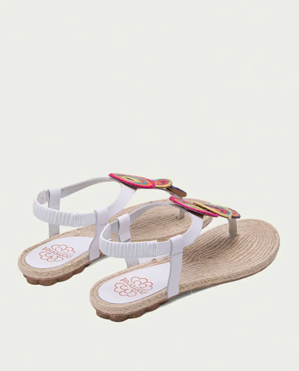 PORRONET Sandalias Planas|Sandalia Plana Yute Y Piel Blanco Mia