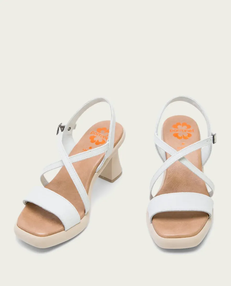 PORRONET Sandalias Tacón|Sandalia Tacón Alto Blanco Karen