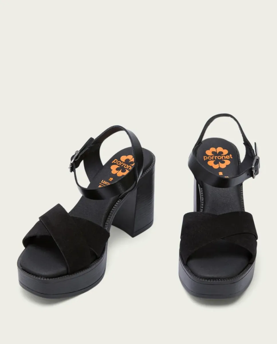 PORRONET Sandalias Tacón|Sandalia Tacón Alto Negro Alice