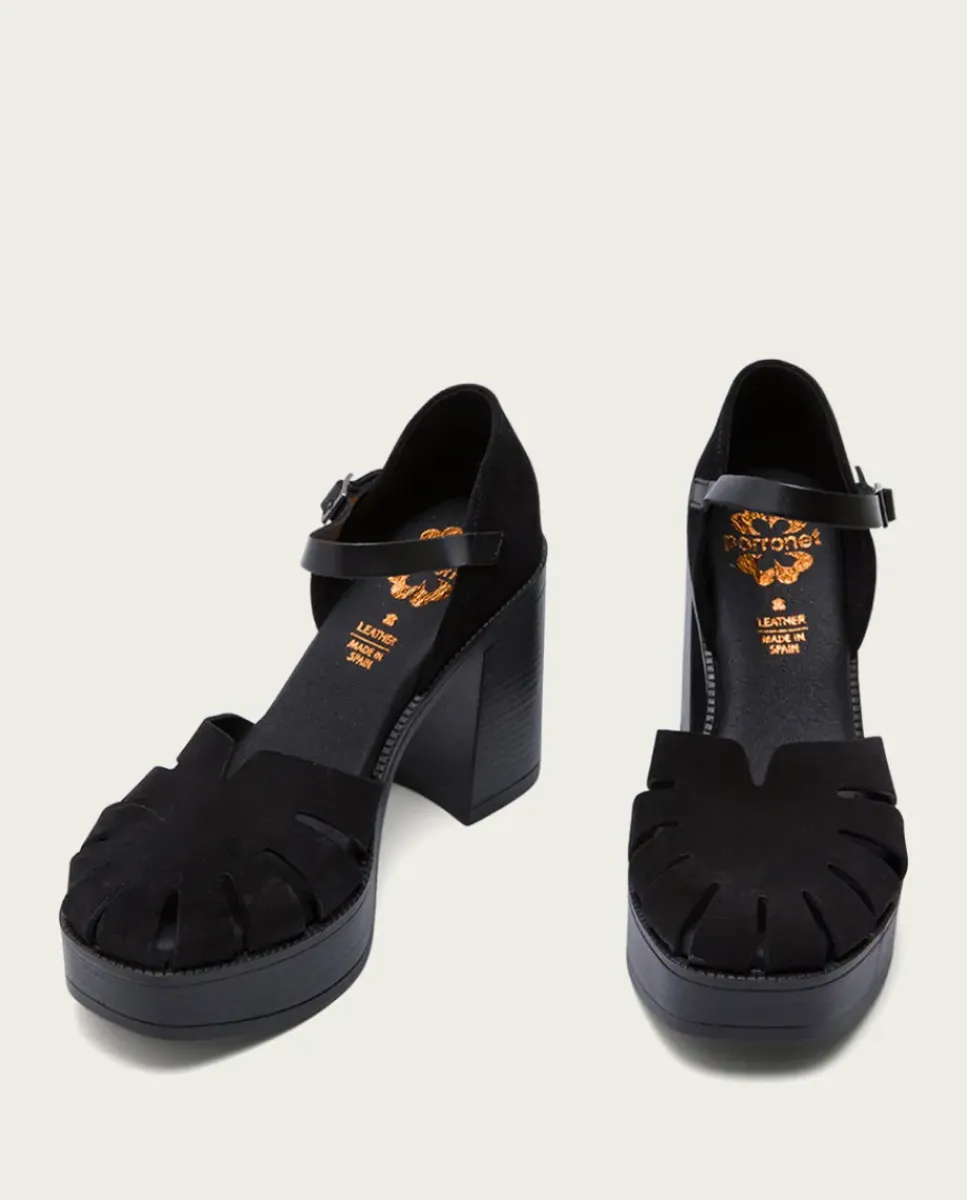 PORRONET Sandalias Tacón|Sandalia Tacón Alto Negro Adara