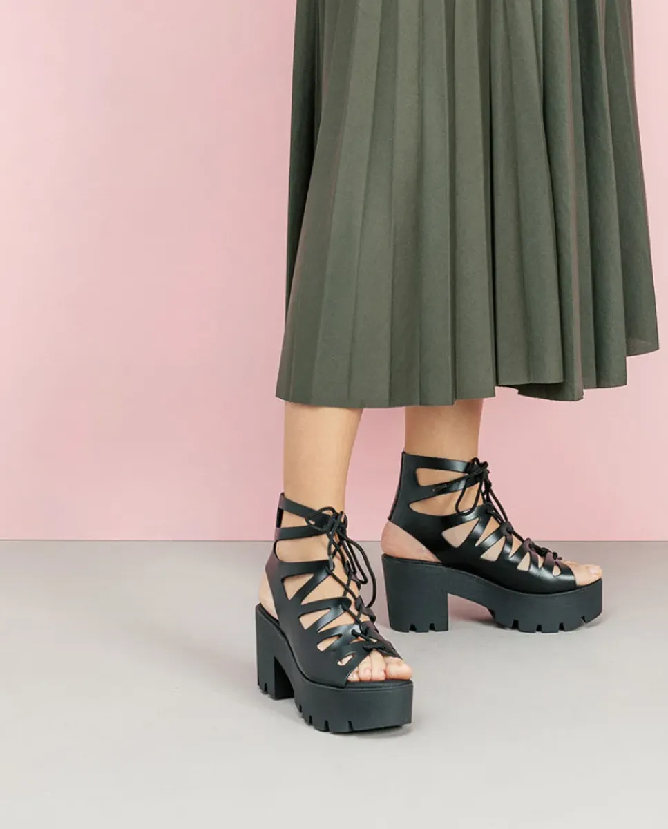 PORRONET Sandalias Tacón|Sandalia Tacón Alto Negro Alana