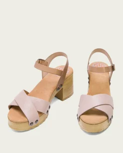 PORRONET Sandalias Tacón|Sandalia Tacón Medio Taupe Rosa Salma