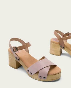 PORRONET Sandalias Tacón|Sandalia Tacón Medio Taupe Rosa Salma