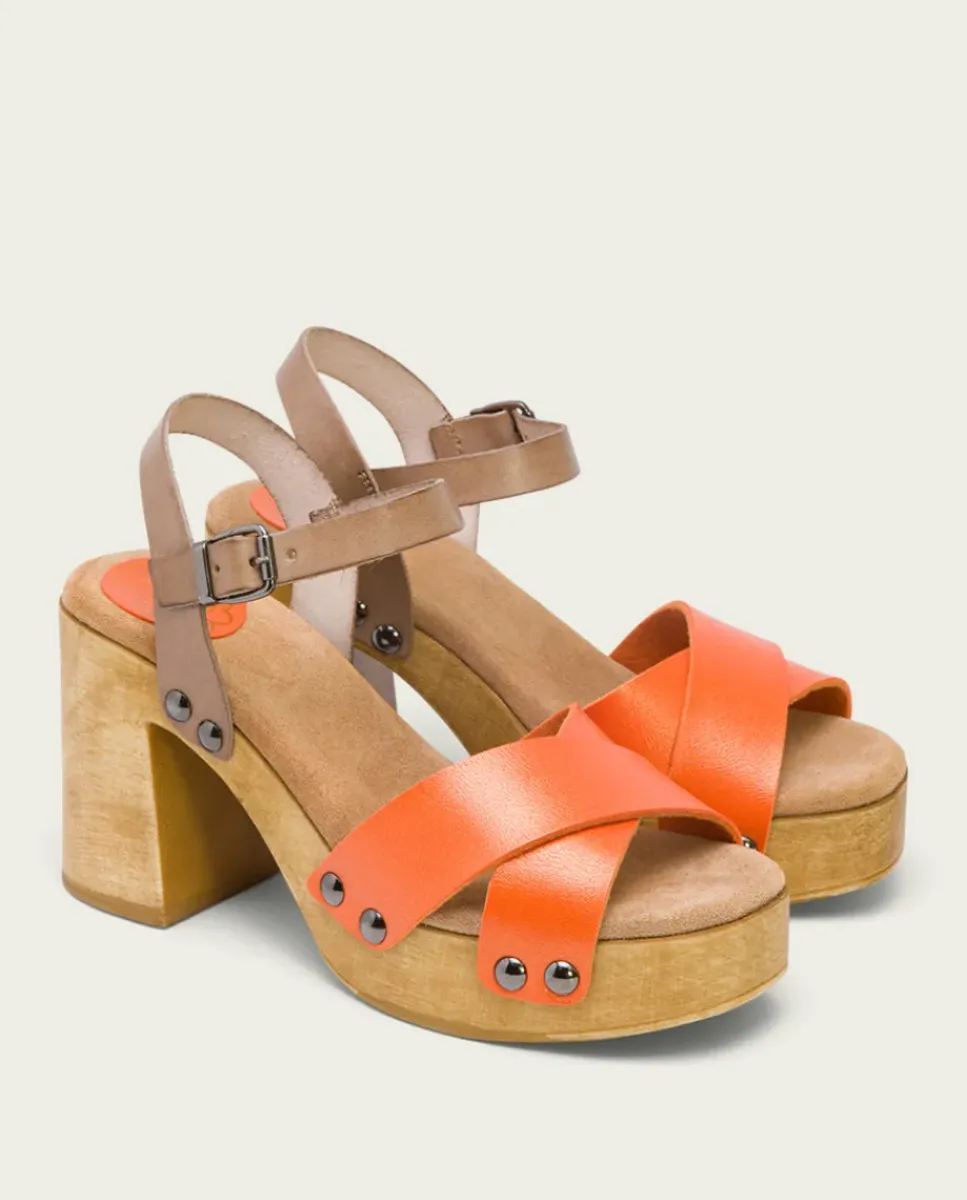 PORRONET Sandalias Tacón|Sandalia Tacón Naranja Vega